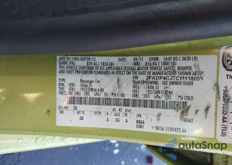 2012 Ford Fiesta Sel from USA, damaged, VIN 3FADP4CJ7CM118059